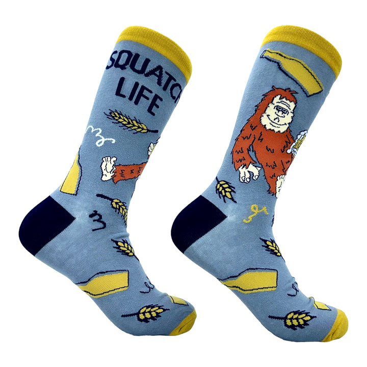 Funny Multi - Squatch Life Men's Squatch Life Sock Nerdy Beer Drinking sarcastic Tee