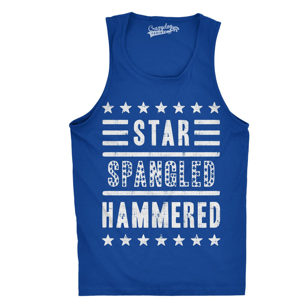 Funny Star Spangled Hammered Mens Tank Top Nerdy Fourth of July Drinking Tee