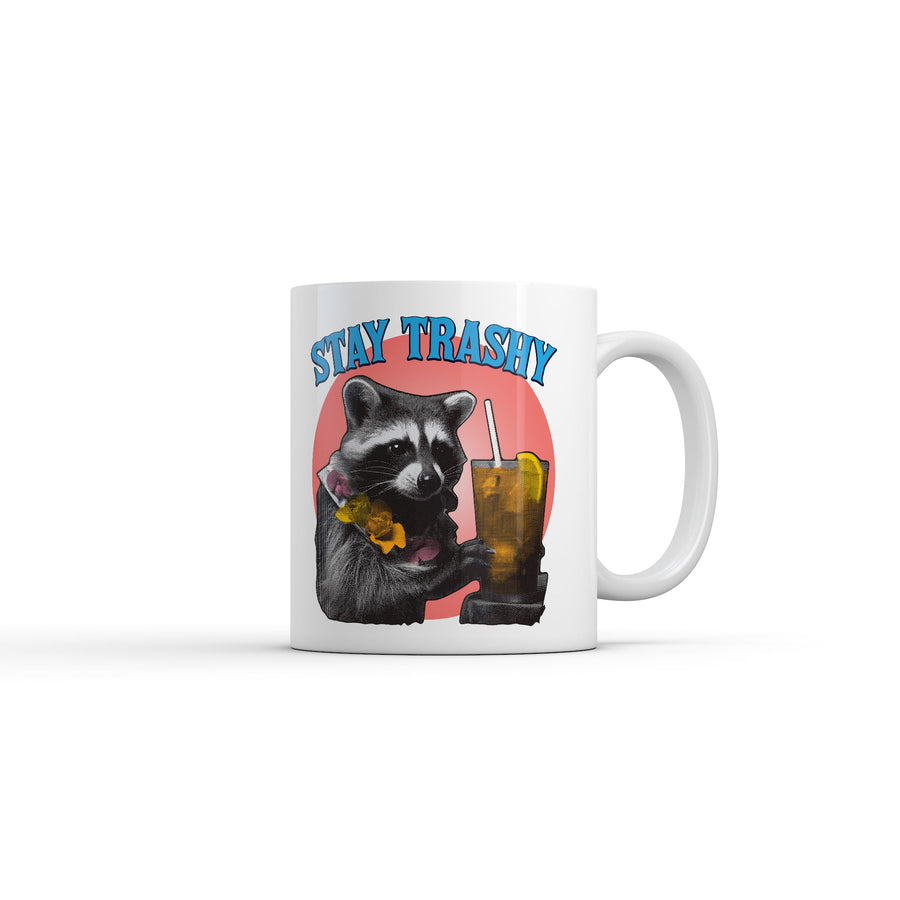 Funny White Stay Trashy Coffee Mug Nerdy animal sarcastic Tee