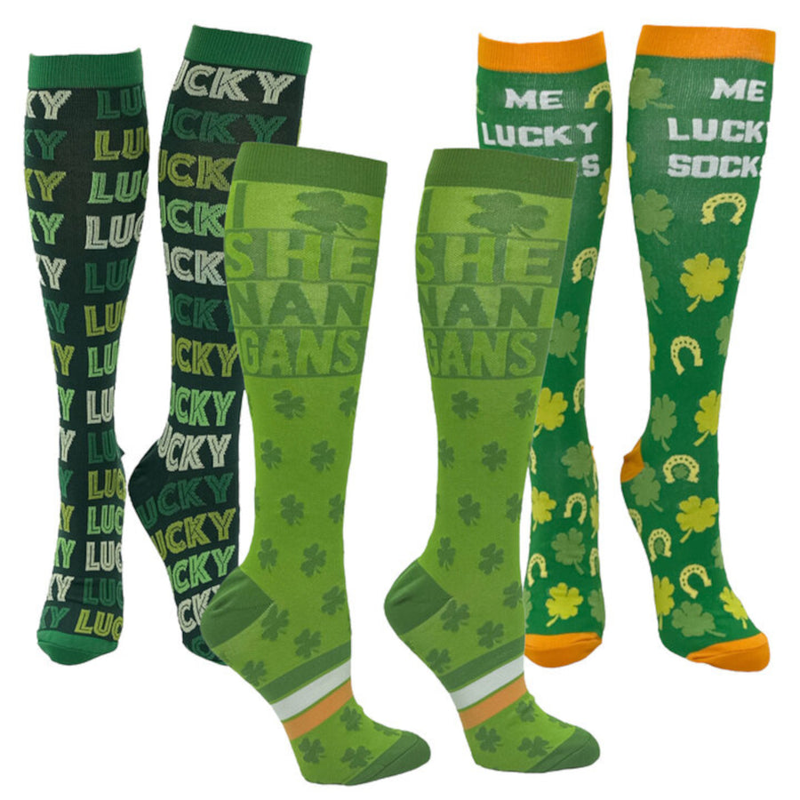 Funny Multi - 3 Pack Bundle Saint Pats 3 Pack Bundle Comp Socks Nerdy Saint Patrick's Day Tee