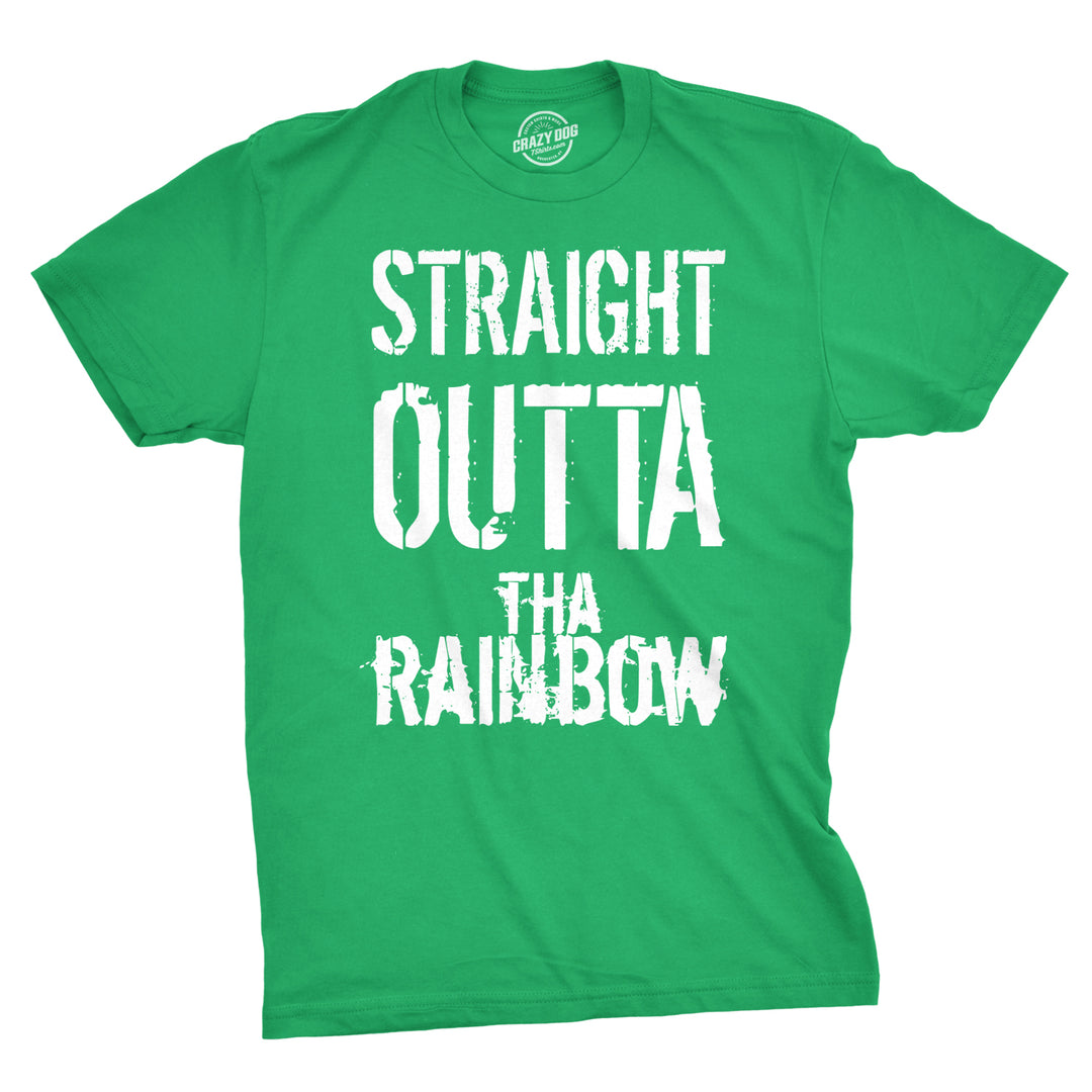 Funny Green Straight Outta The Rainbow Mens T Shirt Nerdy Saint Patrick's Day music Tee