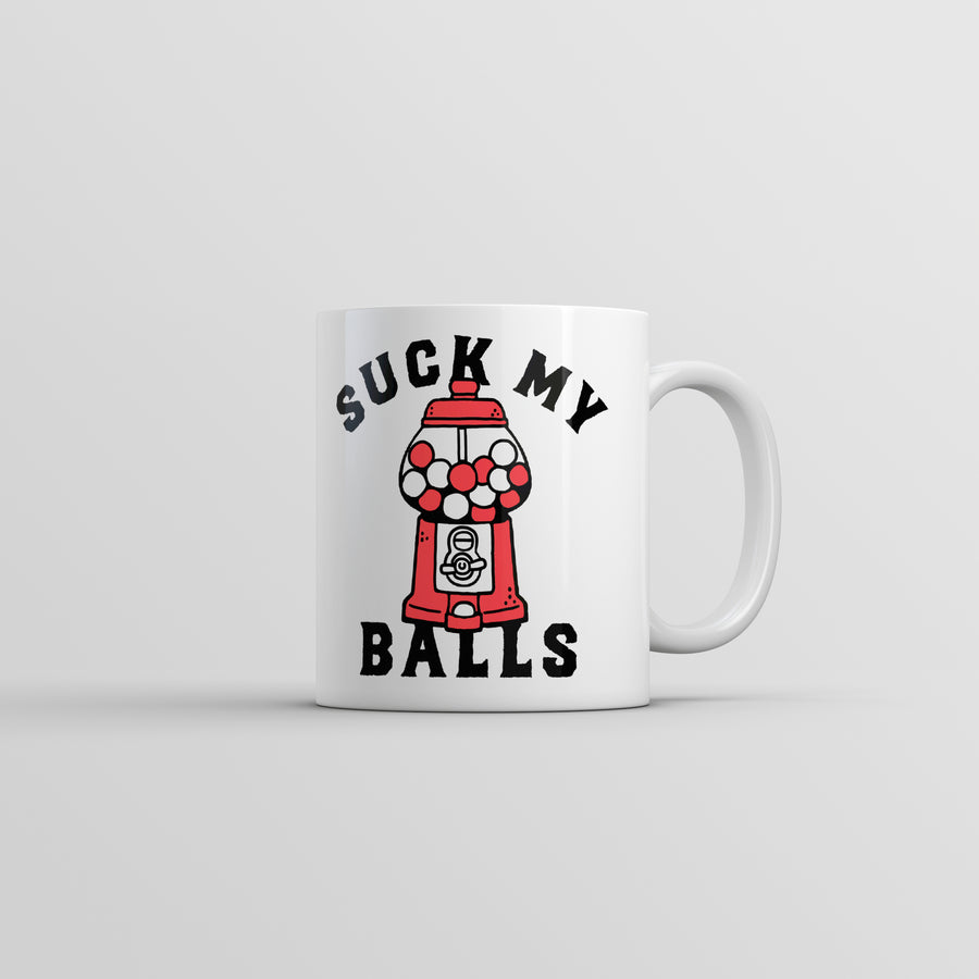 Funny White Suck My Balls Coffee Mug Nerdy Food sarcastic Tee