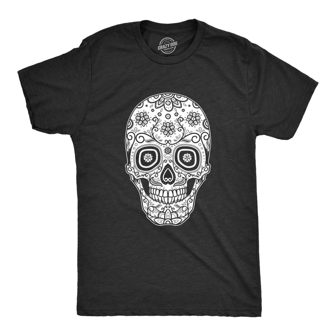 Funny Heather Black - Sugar Skull Sugar Skull Cinco De Mayo Mens T Shirt Nerdy Cinco De Mayo Drinking Tee