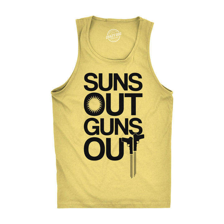 Funny Yellow Suns Out Guns Out Mens Tank Top Nerdy Fitness Tee