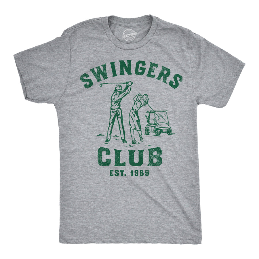 Funny Light Heather Grey - Swingers Club Swingers Club Mens T Shirt Nerdy Golf sarcastic Tee