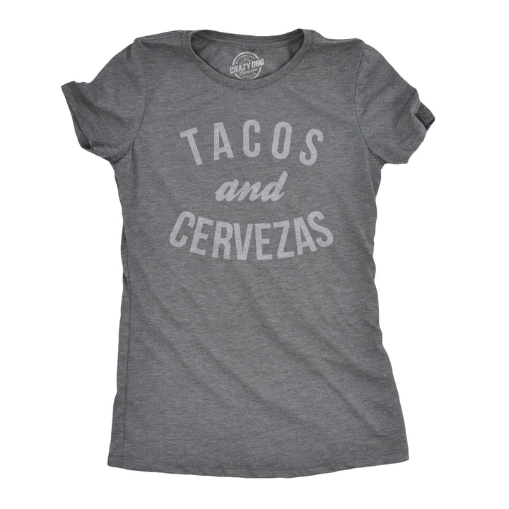 Funny Dark Heather Grey - Tacos Cervezas Womens T Shirt Nerdy Cinco De Mayo beer Tee