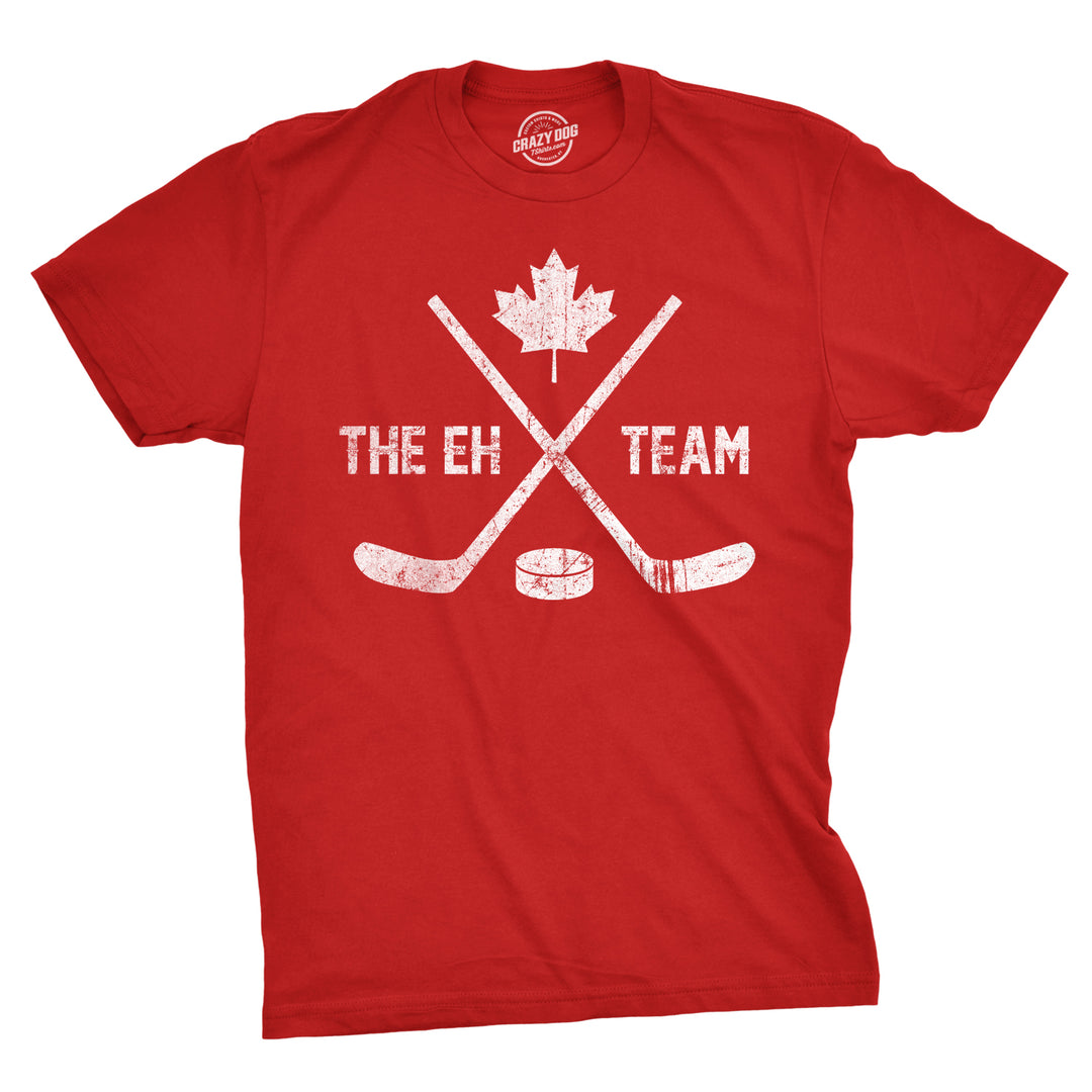 Funny Red On The Eh Team Mens T Shirt Nerdy Canada Hockey Tee