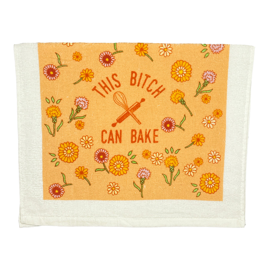 Funny Bitch Can Bake This Bitch Can Bake Tea Towel Nerdy Food Tee