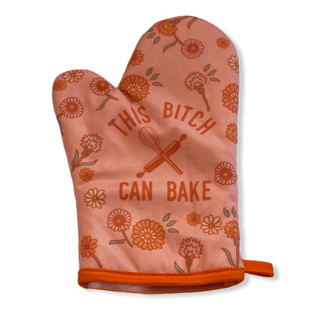 Funny Orange This Bitch Can Bake Oven Mitt Nerdy Food Tee