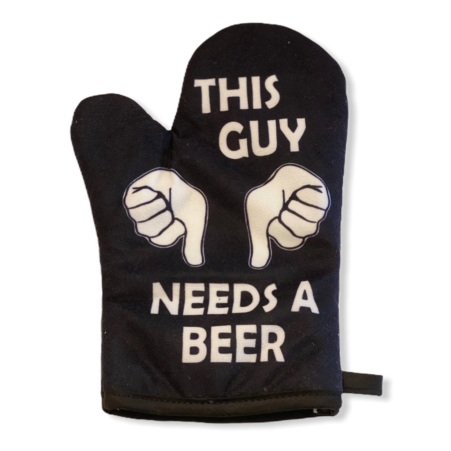 Funny Black This Guy Needs A Beer Oven Mitt Nerdy Food Beer Tee