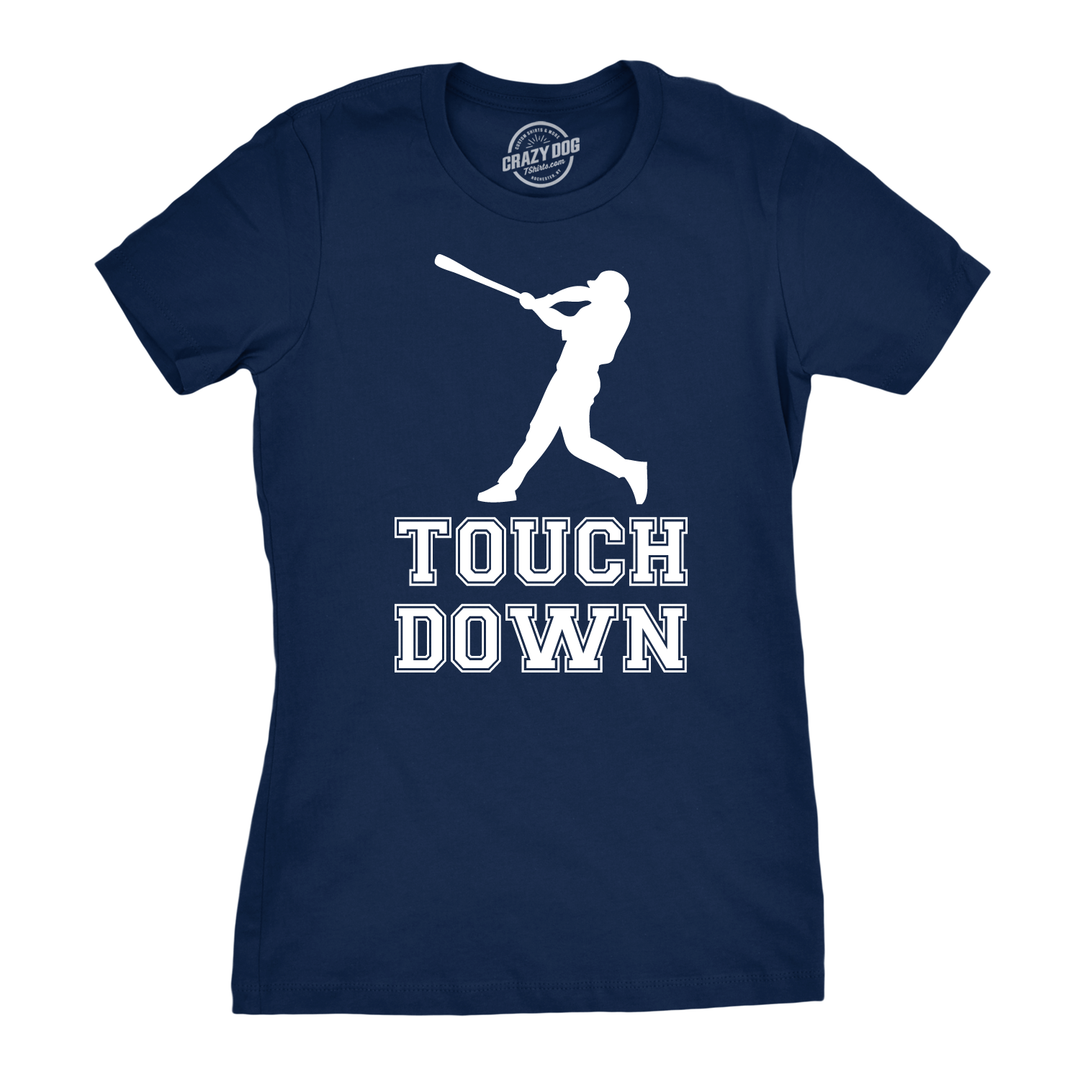 Funny Navy Touch Down Baseball Bat Womens T Shirt Nerdy Football Baseball Tee