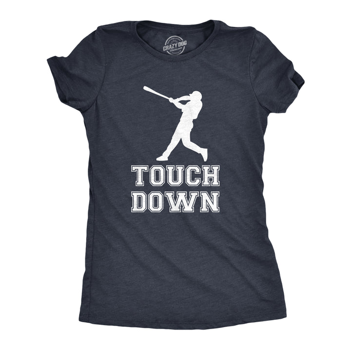 Funny Navy Touch Down Baseball Bat Womens T Shirt Nerdy Football Baseball Tee