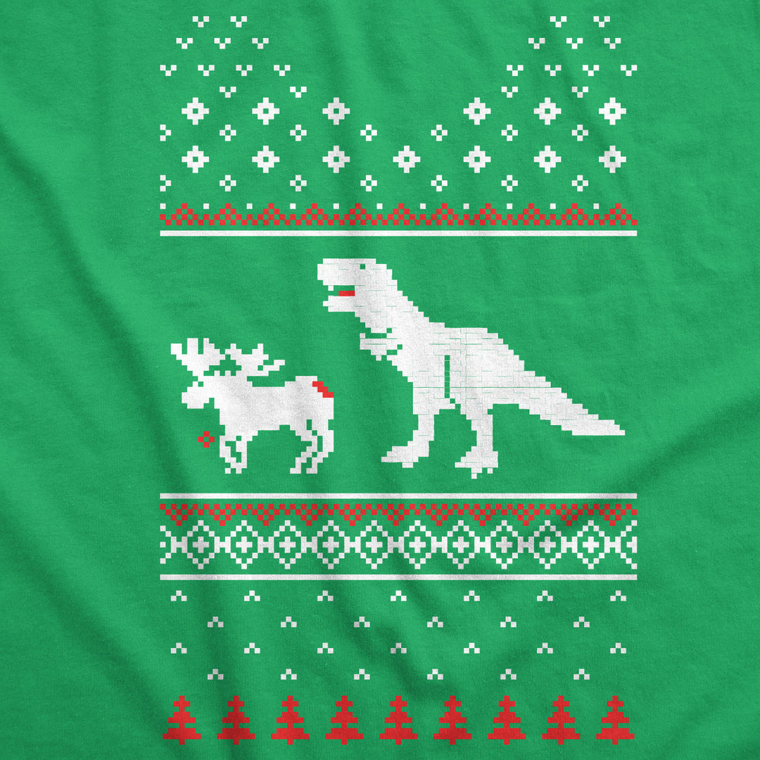 T-Rex Attack Christmas Ugly Sweater Crew Neck Sweatshirt