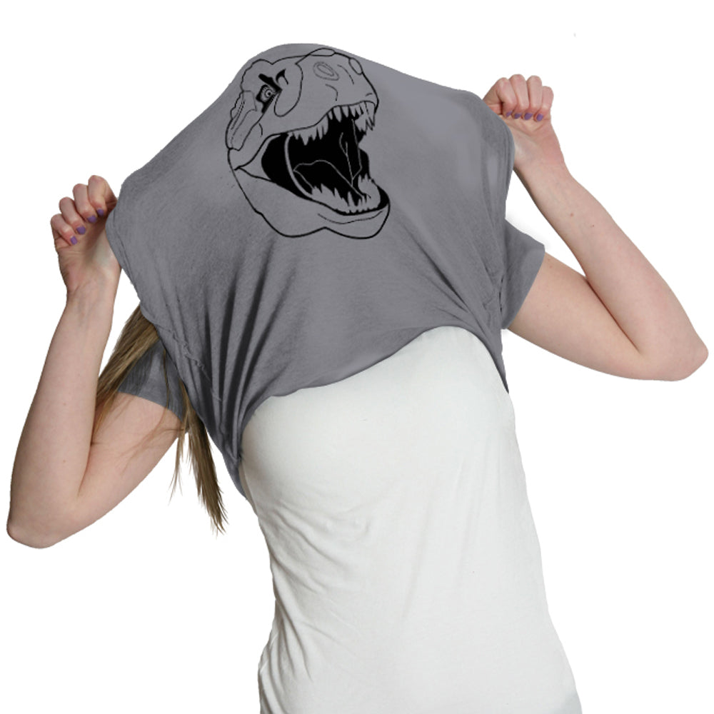 Funny Light Heather Grey Womens T Shirt Nerdy Dinosaur Flip Tee