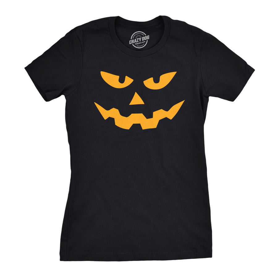 Funny Black Triangle Nose Pumpkin Face Halloween Womens T Shirt Nerdy Halloween Tee