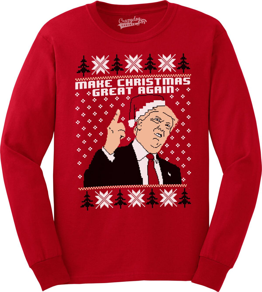 Funny Red Make Christmas Great Again Sweatshirt Nerdy Christmas Ugly Sweater Tee