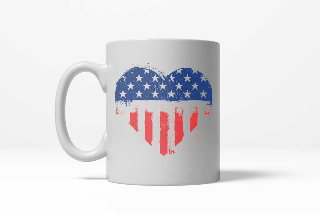 Funny White USA Heart Coffee Mug Nerdy Fourth of July Tee