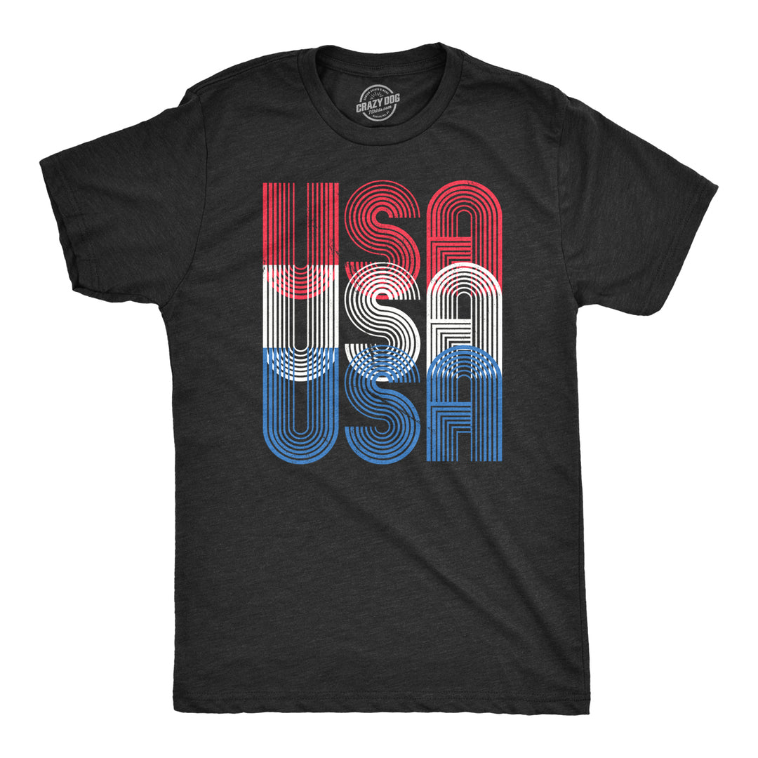 Funny Black USA USA USA Mens T Shirt Nerdy Fourth of July Retro Tee