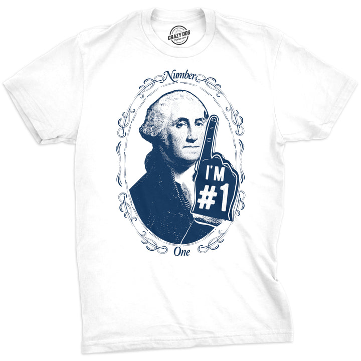 Funny White George Washington #1 Mens T Shirt Nerdy Fourth of July Tee