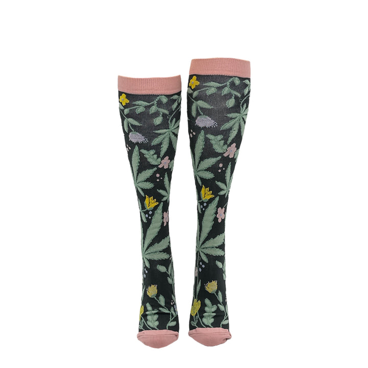 Flowers And Weed Compression Socks