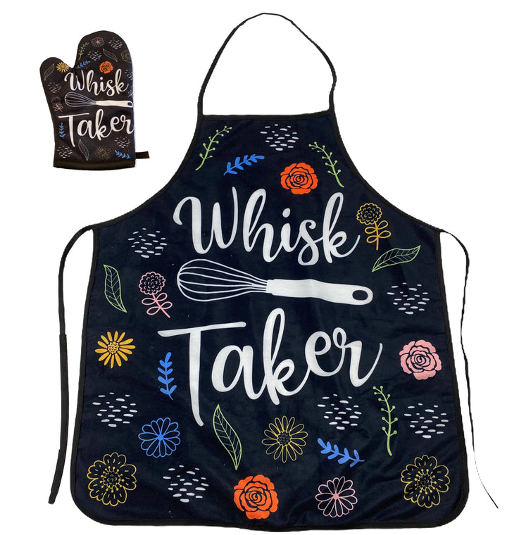 Funny Black Whisk Taker Oven Mitt + Apron Nerdy Food Tee