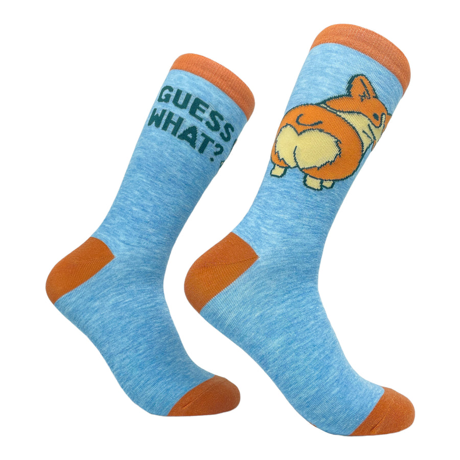 Funny Blue Youth Guess What Corgi Butt Sock Nerdy Dog Tee