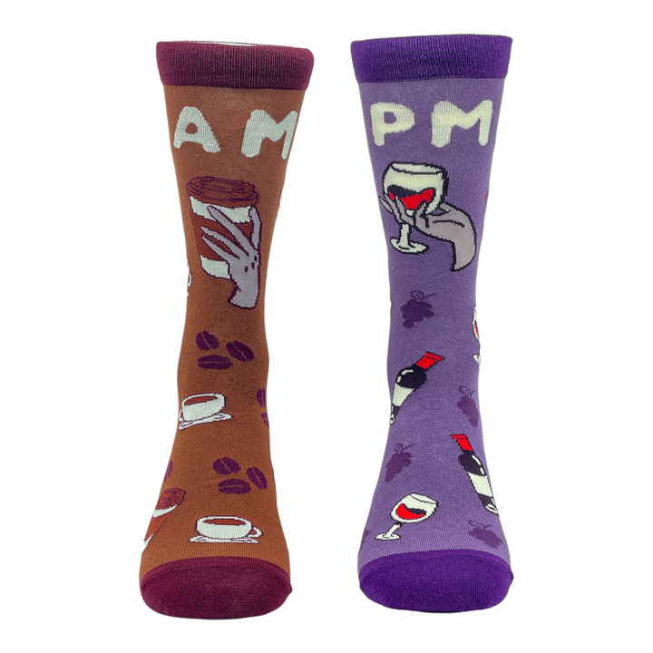 Womens AM Coffee PM Wine Socks