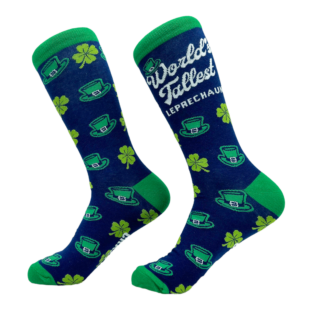 Men's Worlds Tallest Leprechaun Socks Funny St Paddys Day Folklore Joke Footwear