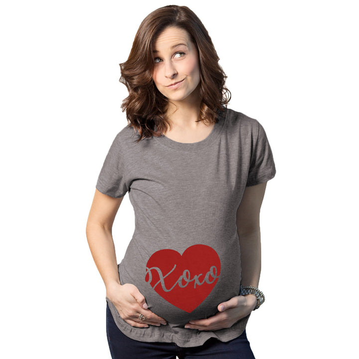 XOXO Script Heart Maternity T Shirt