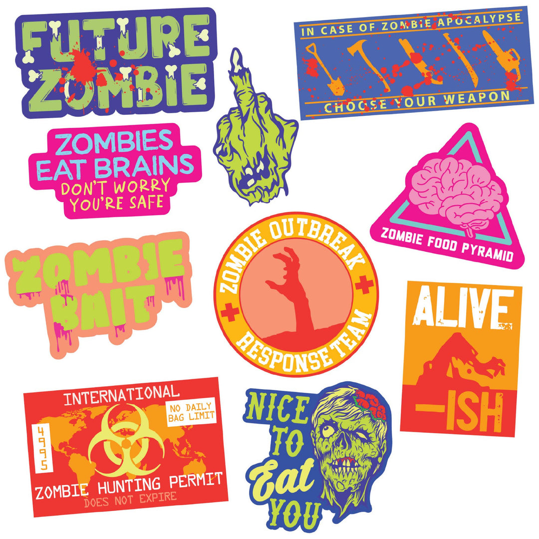 Funny Multi Zombie Stickers Nerdy zombie sarcastic Tee