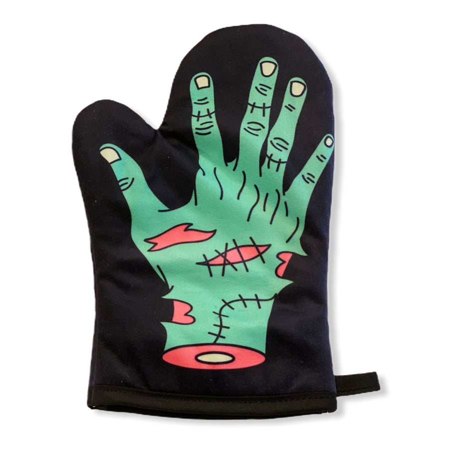 Funny Black Zombie Hand Oven Mitt Nerdy Halloween Food Zombie Tee