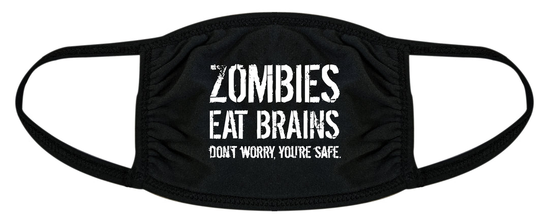 Funny Black Zombies Eat Brains Face Mask Nerdy Halloween Zombie Tee