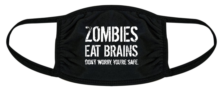 Funny Black Zombies Eat Brains Face Mask Nerdy Halloween Zombie Tee