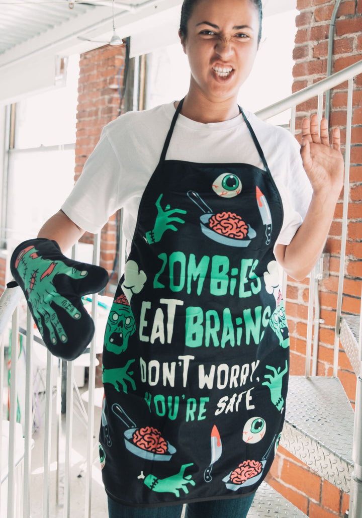 Zombies Eat Brains Don't Worry You're Safe Apron Bakeware