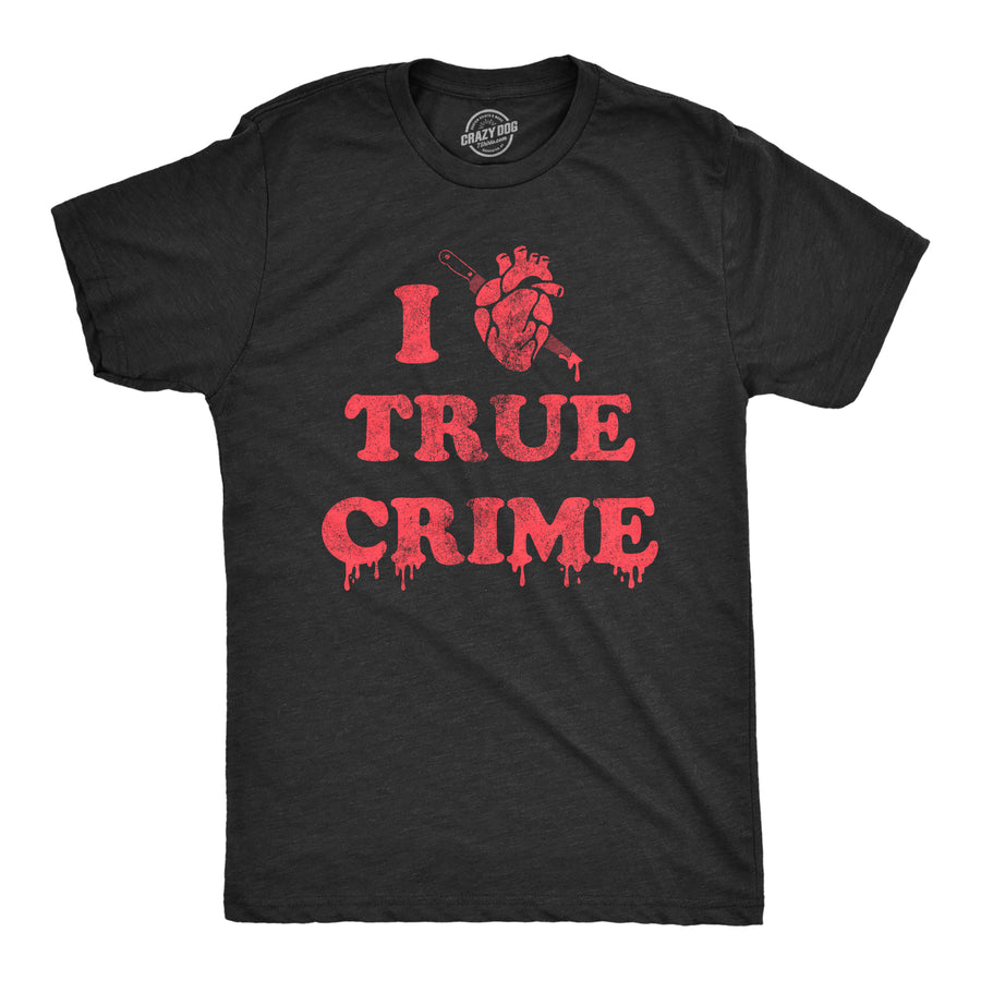 Funny Heather Black I Heart True Crime Mens T Shirt Nerdy TV & Movies Tee