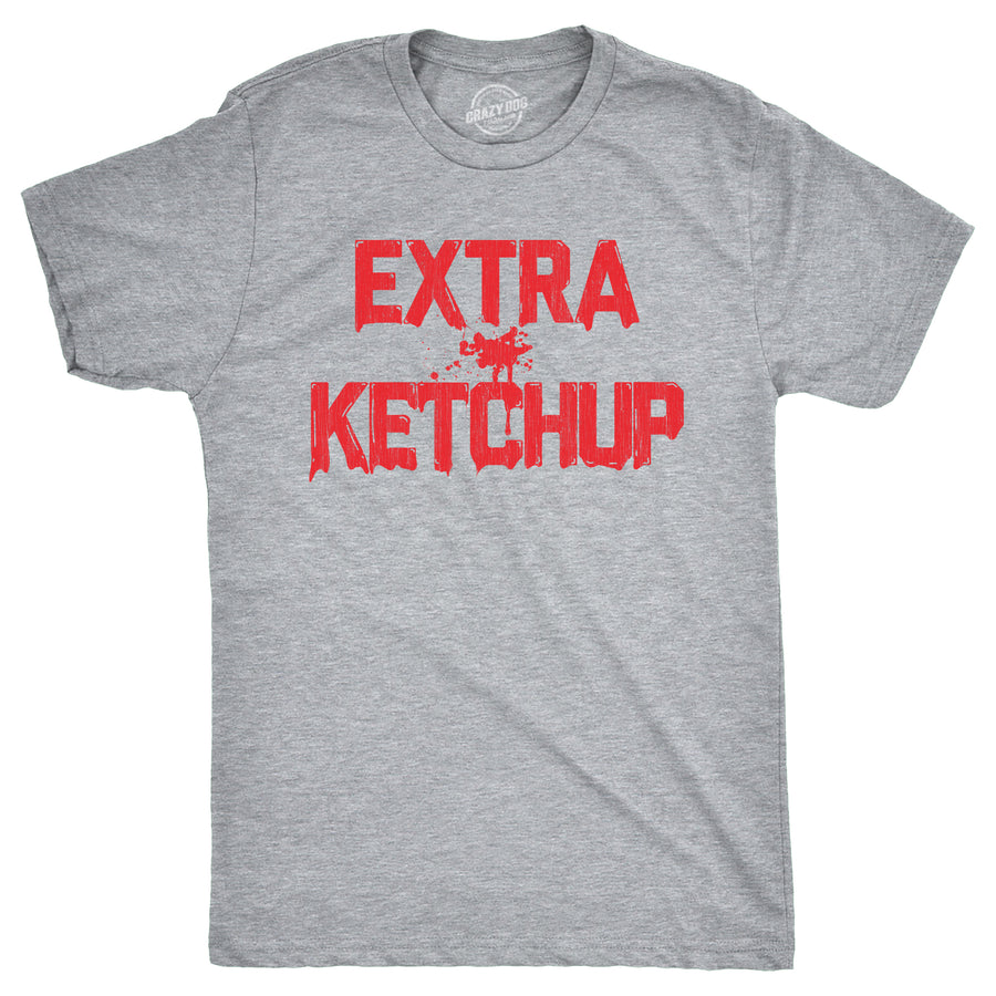 Funny Light Heather Grey - KETCHUP Extra Ketchup Mens T Shirt Nerdy Food Tee