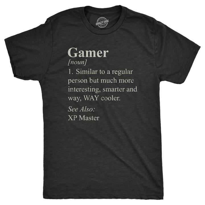 Funny Heather Black - GAMER Gamer Definition Mens T Shirt Nerdy Video Games Sarcastic Tee