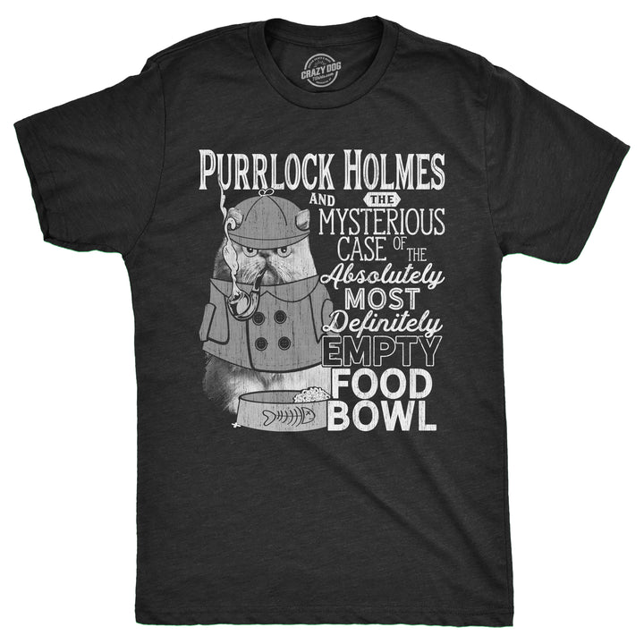 Funny Heather Black - PURRLOCK Purrlock Holmes Mens T Shirt Nerdy Cat Sarcastic Tee