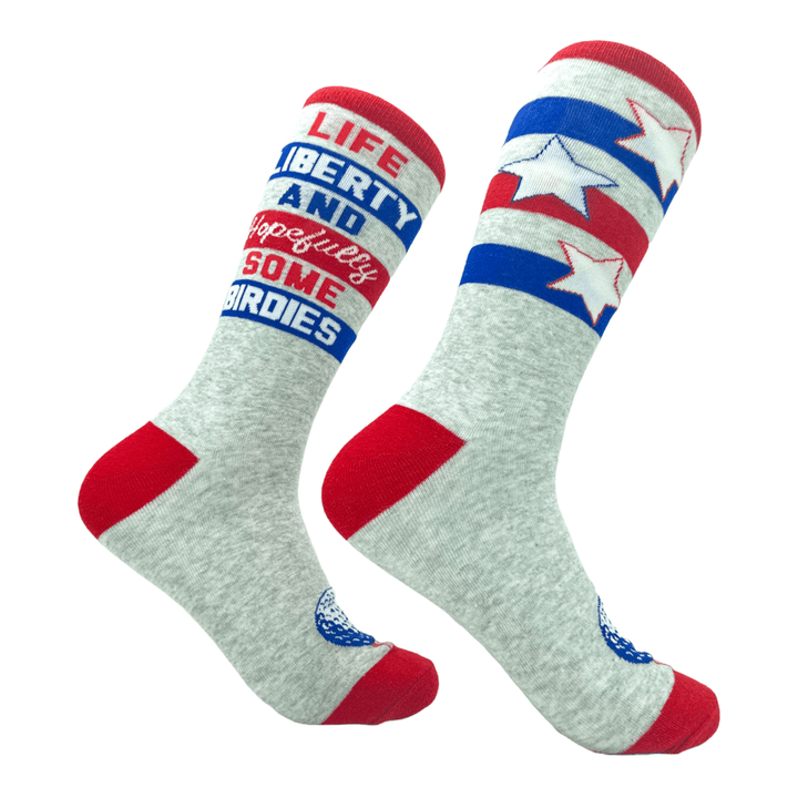 Men's Life Liberty And Hopefully Some Birdies Socks  -  Crazy Dog T-Shirts