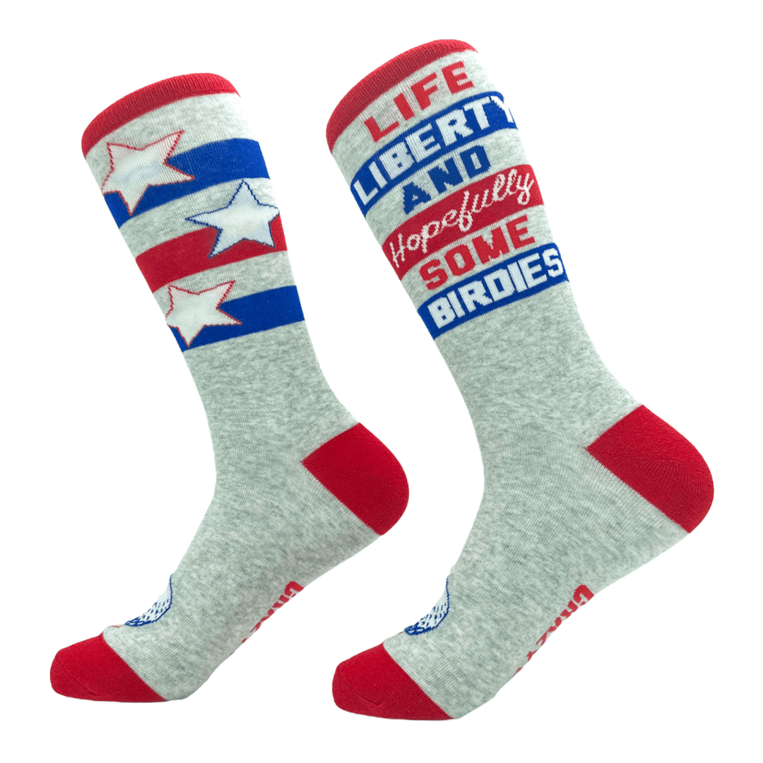 Men's Life Liberty And Hopefully Some Birdies Socks  -  Crazy Dog T-Shirts