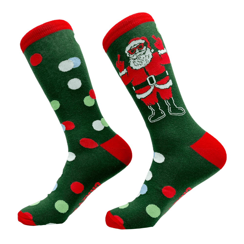 Men's Santa Flipping Bird Socks  -  Crazy Dog T-Shirts