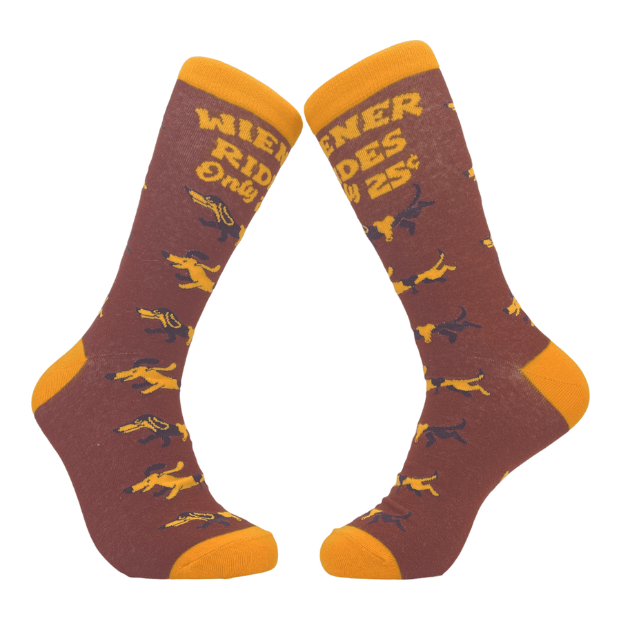 Mens Wiener Rides Socks  -  Crazy Dog T-Shirts