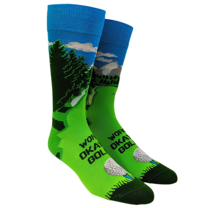 Mens World's Okayest Golfer Socks  -  Crazy Dog T-Shirts