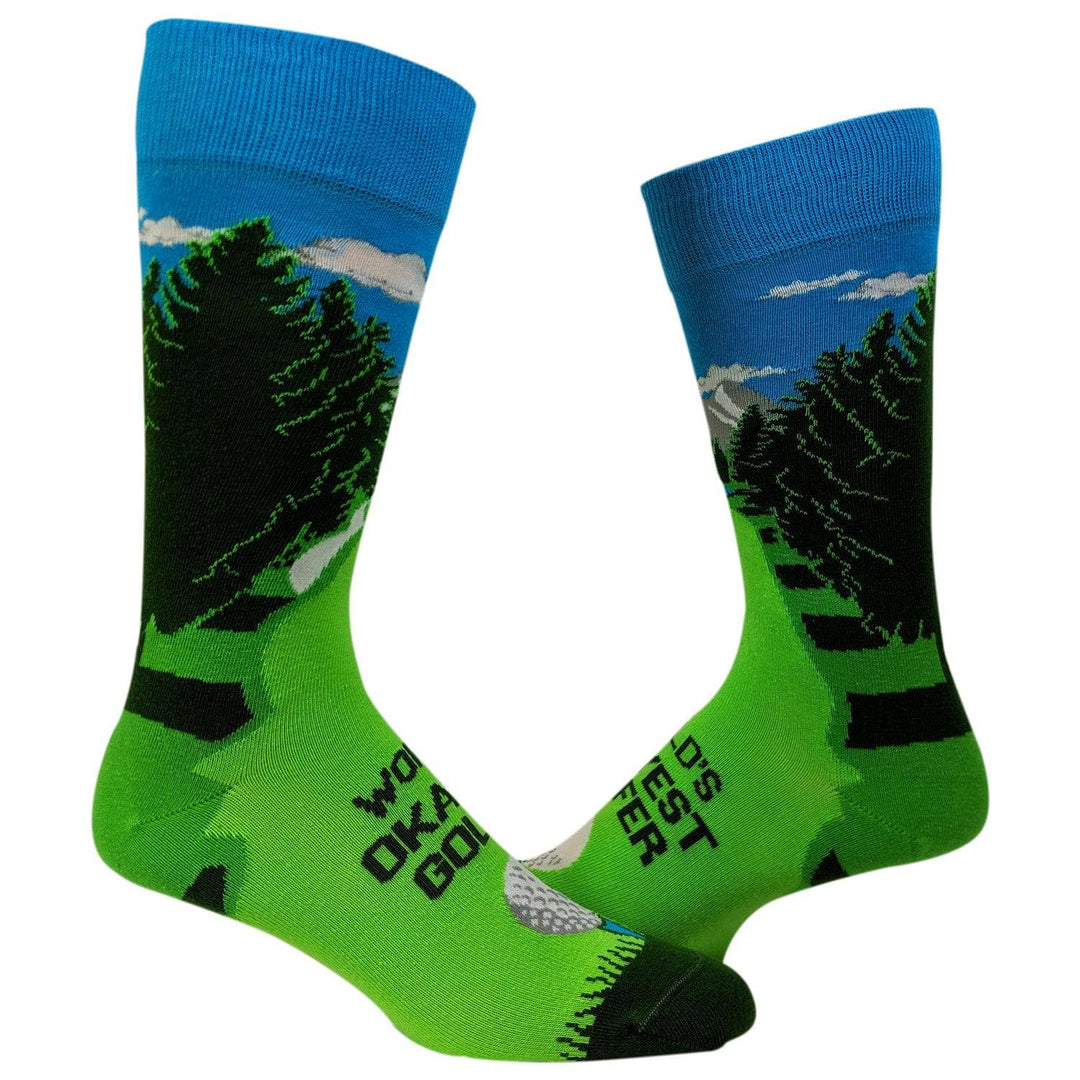 Mens World's Okayest Golfer Socks  -  Crazy Dog T-Shirts