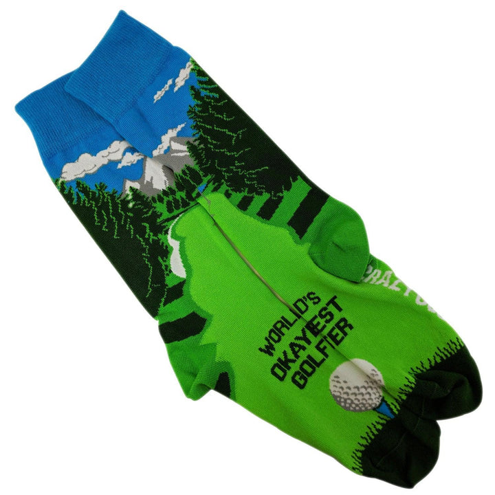 Mens World's Okayest Golfer Socks  -  Crazy Dog T-Shirts