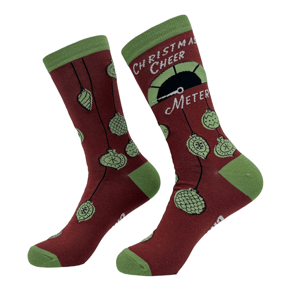 Women's Christmas Cheer Meter Socks  -  Crazy Dog T-Shirts