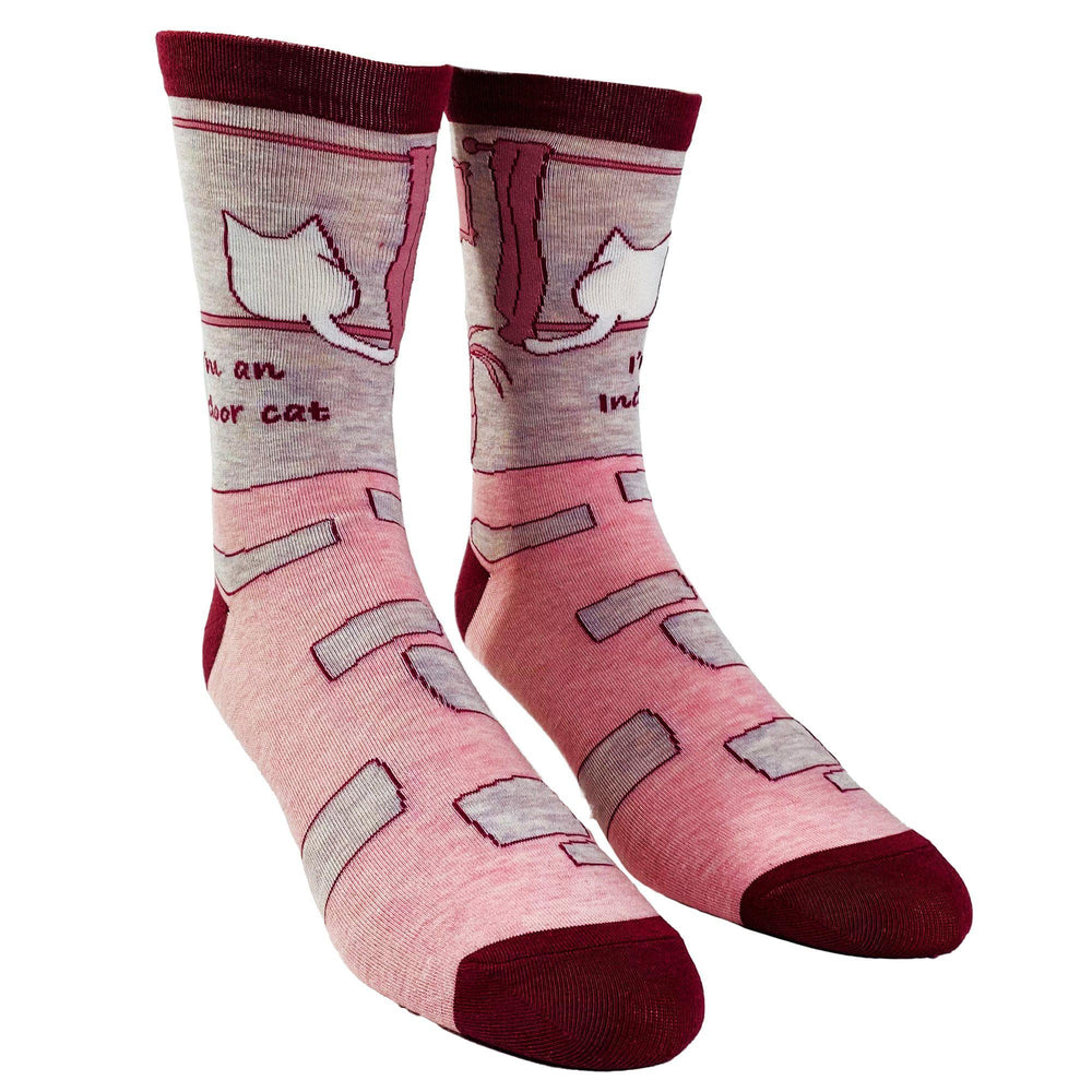 Women's I'm An Indoor Cat Socks - Crazy Dog T-Shirts