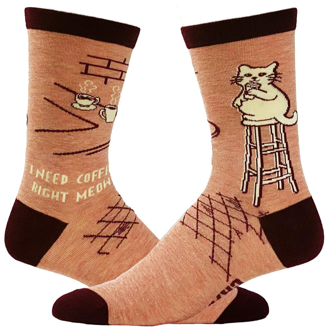 Women's I Need Coffee Right Meow Socks - Crazy Dog T-Shirts