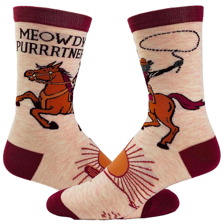 Women's Meowdy Purrtner Socks - Crazy Dog T-Shirts