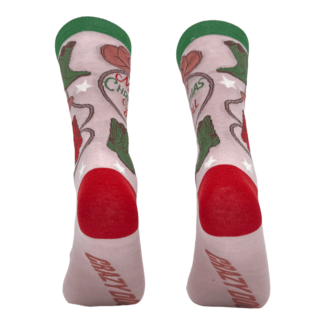 Women's Merry Christmas Yall Socks  -  Crazy Dog T-Shirts